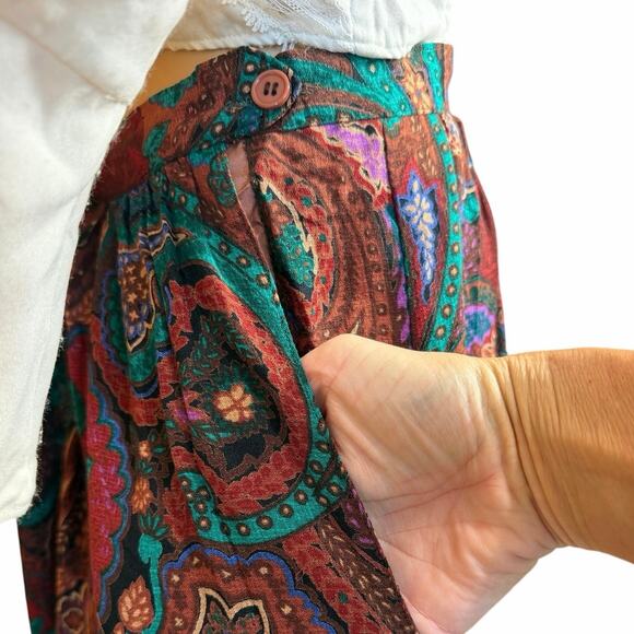 Vintage Diane von Furstenberg DVF Midi Skirt SZ 16 Paisley Fairy Dark Academia - Picture 7 of 14